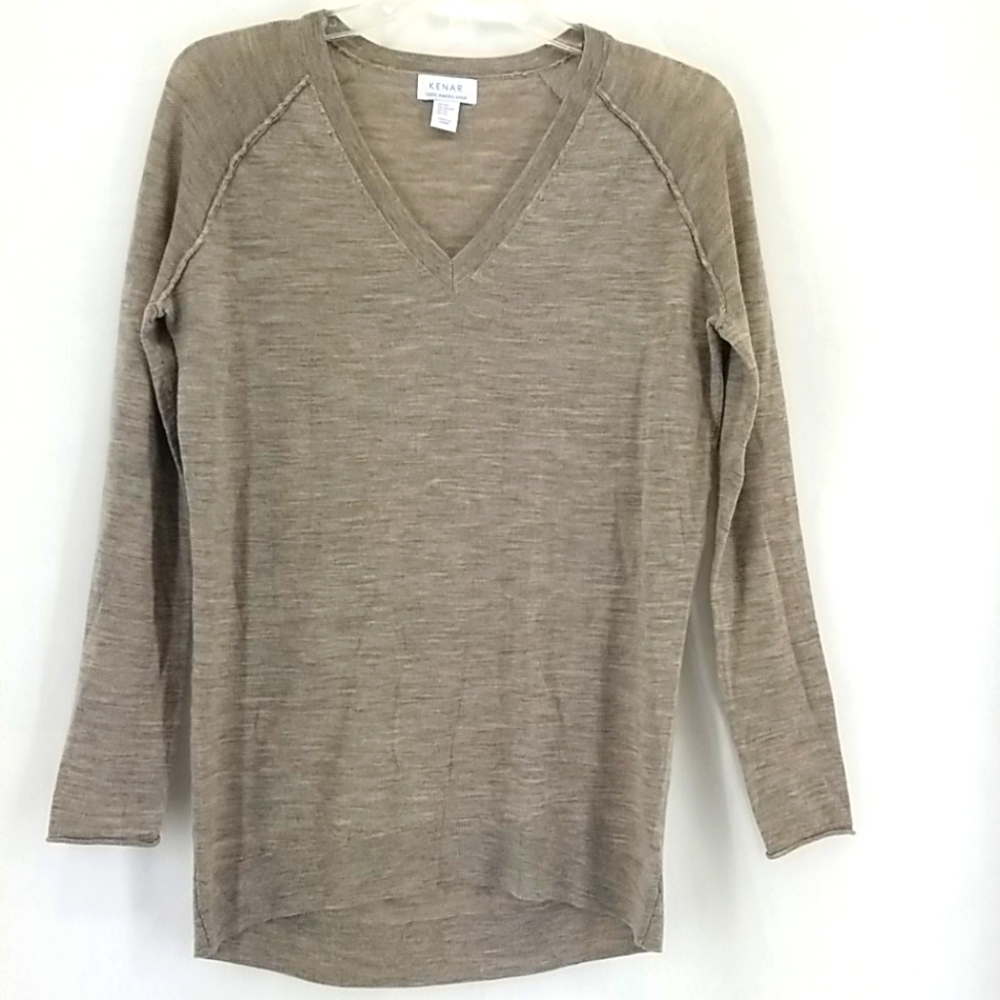KENAR 100% Extrafine Merino Wool V-neck Sweater